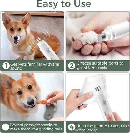 Dog Nail Grinder, 2-Speed Rechargeable Dog Nail Trimmers for Large Medium & Small Dogs, Upgrade Professional Electric Pet Paws Grooming, Quiet Puppy Grooming Tool, for Dogs Cats