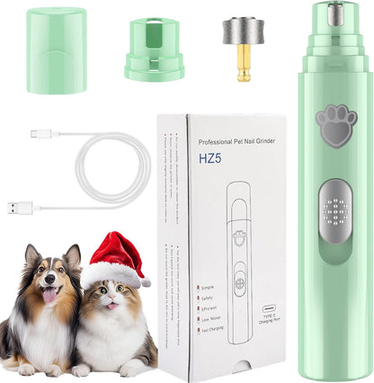 Dog Nail Grinder, 2-Speed Rechargeable Dog Nail Trimmers for Large Medium & Small Dogs, Upgrade Professional Electric Pet Paws Grooming, Quiet Puppy Grooming Tool, for Dogs Cats