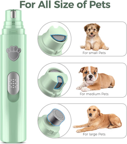 Dog Nail Grinder, 2-Speed Rechargeable Dog Nail Trimmers for Large Medium & Small Dogs, Upgrade Professional Electric Pet Paws Grooming, Quiet Puppy Grooming Tool, for Dogs Cats