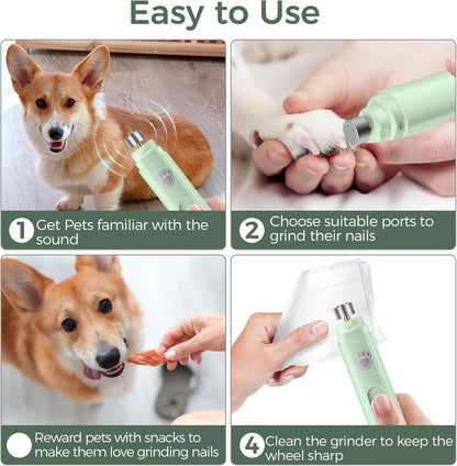 Dog Nail Grinder, 2-Speed Rechargeable Dog Nail Trimmers for Large Medium & Small Dogs, Upgrade Professional Electric Pet Paws Grooming, Quiet Puppy Grooming Tool, for Dogs Cats