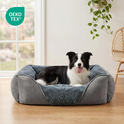 Rectangle Washable Orthopedic Dog Bed for Small, Medium and Large Dogs, Soft Calming, Sleeping Puppy Bed Durable Pet Cuddler with Anti-Slip Bottom, S (20"x19"x6")