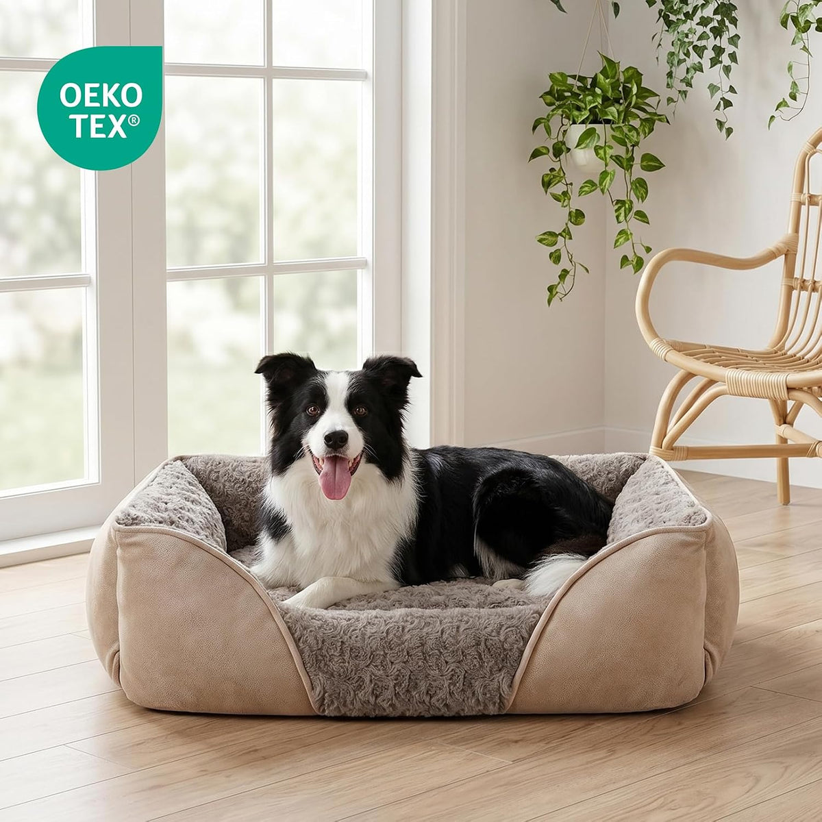 Rectangle Washable Orthopedic Dog Bed for Small, Medium and Large Dogs, Soft Calming, Sleeping Puppy Bed Durable Pet Cuddler with Anti-Slip Bottom, S (20"x19"x6")