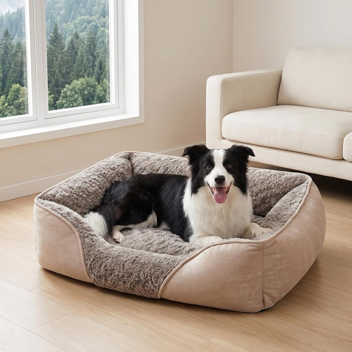 Rectangle Washable Orthopedic Dog Bed for Small, Medium and Large Dogs, Soft Calming, Sleeping Puppy Bed Durable Pet Cuddler with Anti-Slip Bottom, S (20"x19"x6")