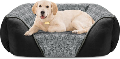 Rectangle Washable Orthopedic Dog Bed for Small, Medium and Large Dogs, Soft Calming, Sleeping Puppy Bed Durable Pet Cuddler with Anti-Slip Bottom, S (20"x19"x6")