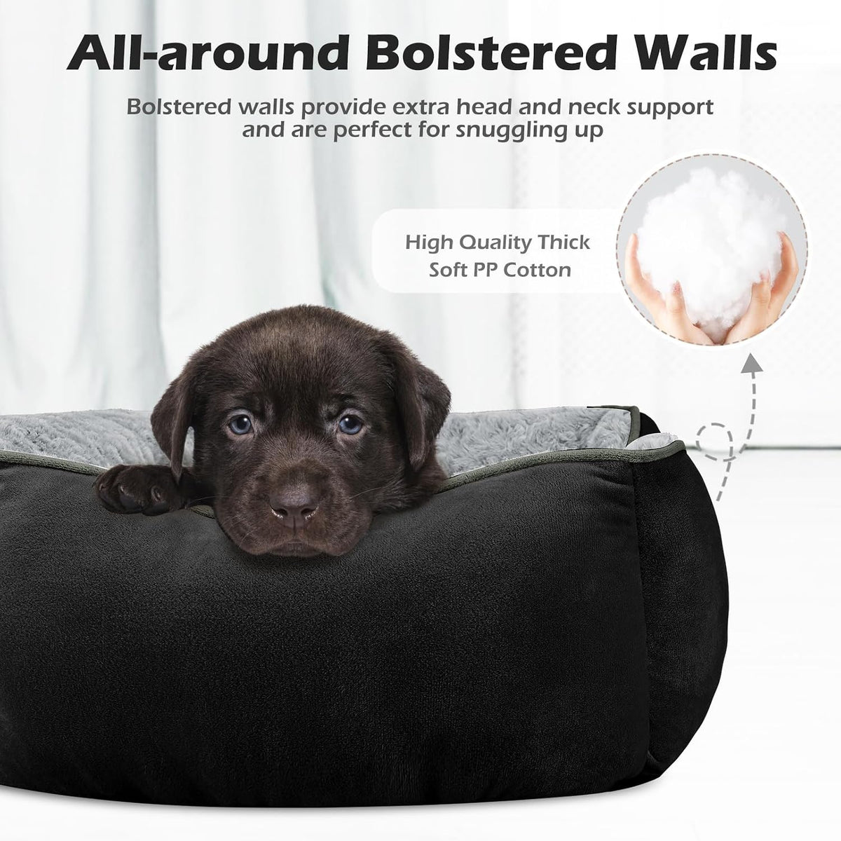 Rectangle Washable Orthopedic Dog Bed for Small, Medium and Large Dogs, Soft Calming, Sleeping Puppy Bed Durable Pet Cuddler with Anti-Slip Bottom, S (20"x19"x6")