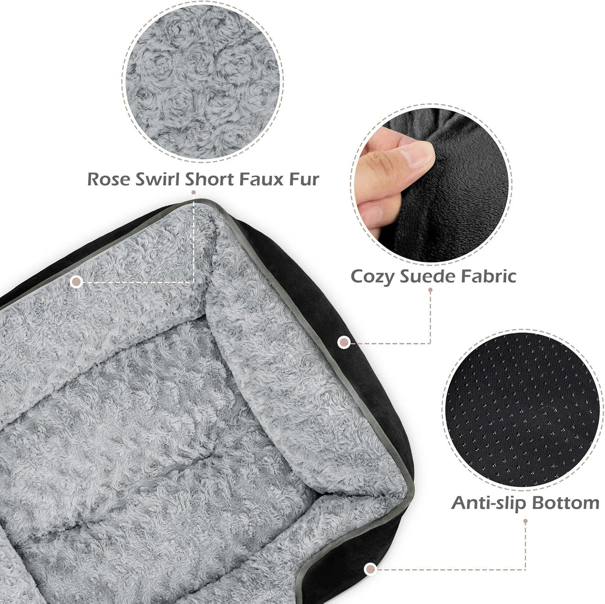Rectangle Washable Orthopedic Dog Bed for Small, Medium and Large Dogs, Soft Calming, Sleeping Puppy Bed Durable Pet Cuddler with Anti-Slip Bottom, S (20"x19"x6")