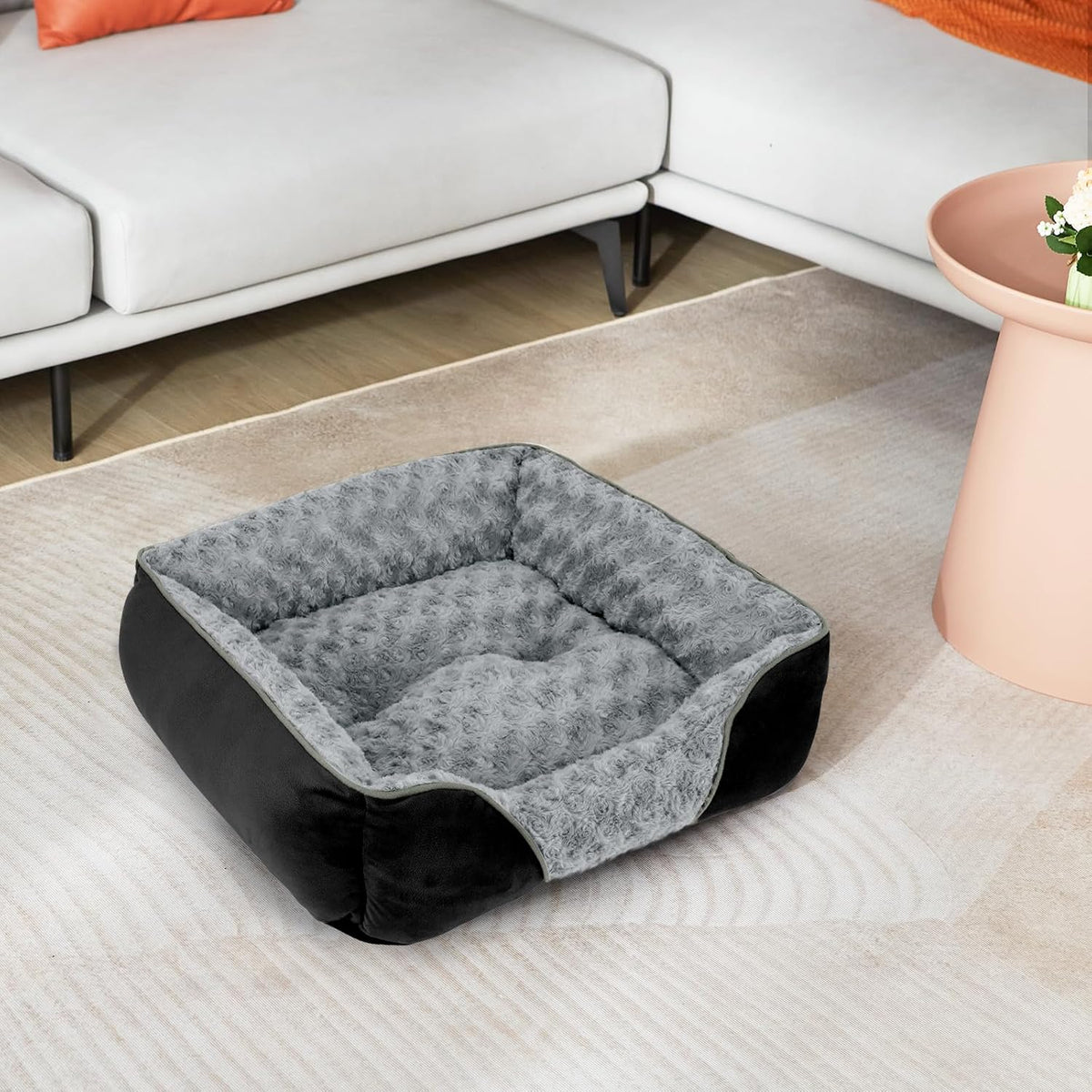 Rectangle Washable Orthopedic Dog Bed for Small, Medium and Large Dogs, Soft Calming, Sleeping Puppy Bed Durable Pet Cuddler with Anti-Slip Bottom, S (20"x19"x6")