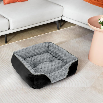 Rectangle Washable Orthopedic Dog Bed for Small, Medium and Large Dogs, Soft Calming, Sleeping Puppy Bed Durable Pet Cuddler with Anti-Slip Bottom, S (20"x19"x6")