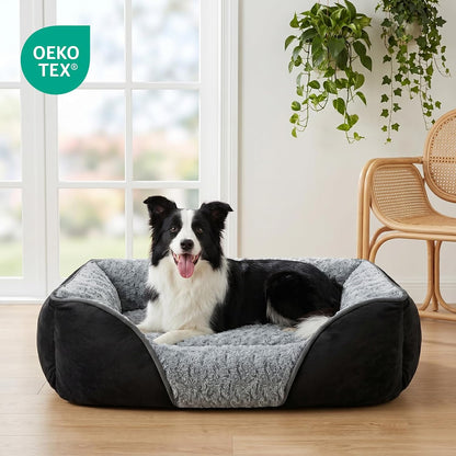 Rectangle Washable Orthopedic Dog Bed for Small, Medium and Large Dogs, Soft Calming, Sleeping Puppy Bed Durable Pet Cuddler with Anti-Slip Bottom, S (20"x19"x6")