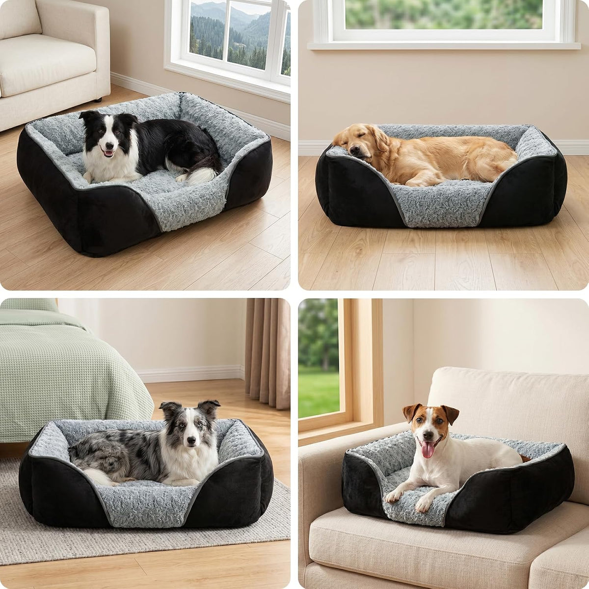 Rectangle Washable Orthopedic Dog Bed for Small, Medium and Large Dogs, Soft Calming, Sleeping Puppy Bed Durable Pet Cuddler with Anti-Slip Bottom, S (20"x19"x6")