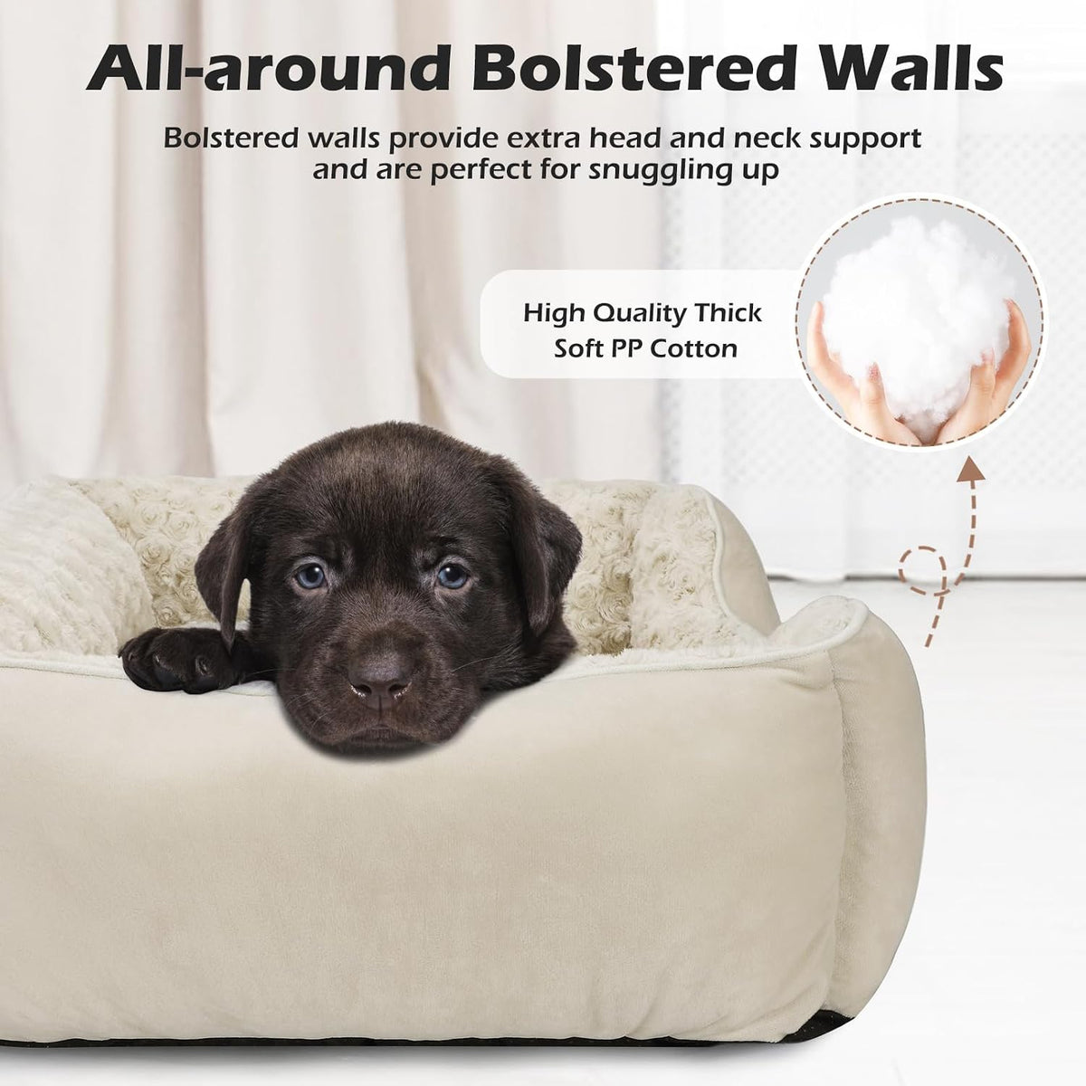 Rectangle Washable Orthopedic Dog Bed for Small, Medium and Large Dogs, Soft Calming, Sleeping Puppy Bed Durable Pet Cuddler with Anti-Slip Bottom, S (20"x19"x6")