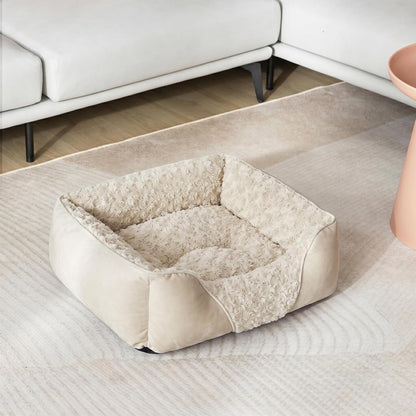 Rectangle Washable Orthopedic Dog Bed for Small, Medium and Large Dogs, Soft Calming, Sleeping Puppy Bed Durable Pet Cuddler with Anti-Slip Bottom, S (20"x19"x6")