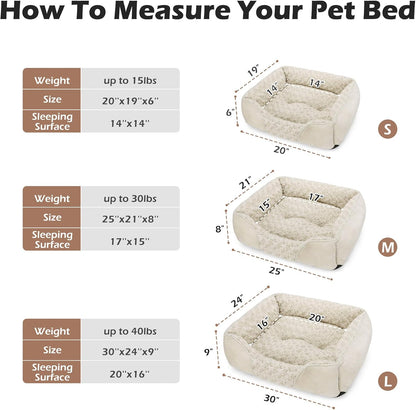 Rectangle Washable Orthopedic Dog Bed for Small, Medium and Large Dogs, Soft Calming, Sleeping Puppy Bed Durable Pet Cuddler with Anti-Slip Bottom, S (20"x19"x6")