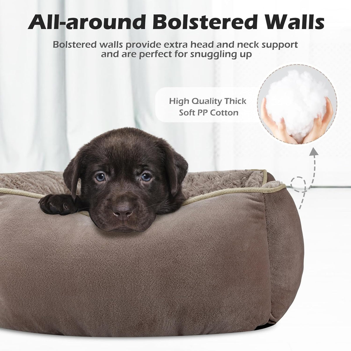 Rectangle Washable Orthopedic Dog Bed for Small, Medium and Large Dogs, Soft Calming, Sleeping Puppy Bed Durable Pet Cuddler with Anti-Slip Bottom, S (20"x19"x6")