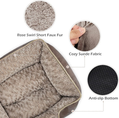Rectangle Washable Orthopedic Dog Bed for Small, Medium and Large Dogs, Soft Calming, Sleeping Puppy Bed Durable Pet Cuddler with Anti-Slip Bottom, S (20"x19"x6")