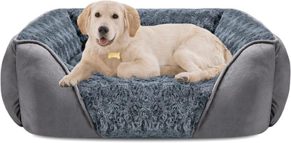 Rectangle Washable Orthopedic Dog Bed for Small, Medium and Large Dogs, Soft Calming, Sleeping Puppy Bed Durable Pet Cuddler with Anti-Slip Bottom, S (20"x19"x6")