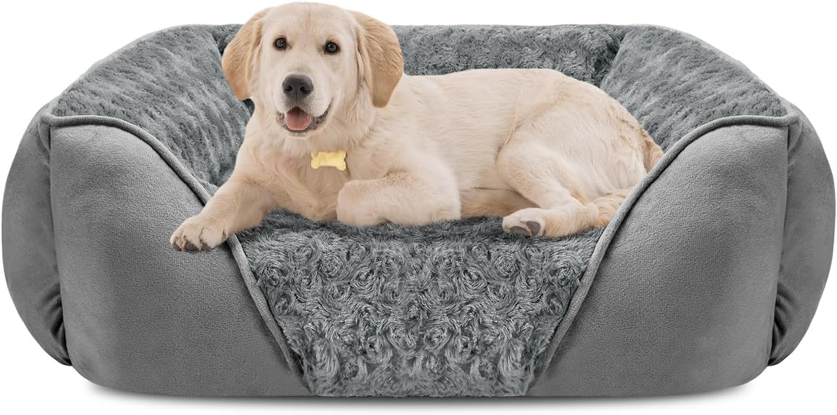 Rectangle Washable Orthopedic Dog Bed for Small, Medium and Large Dogs, Soft Calming, Sleeping Puppy Bed Durable Pet Cuddler with Anti-Slip Bottom, S (20"x19"x6")