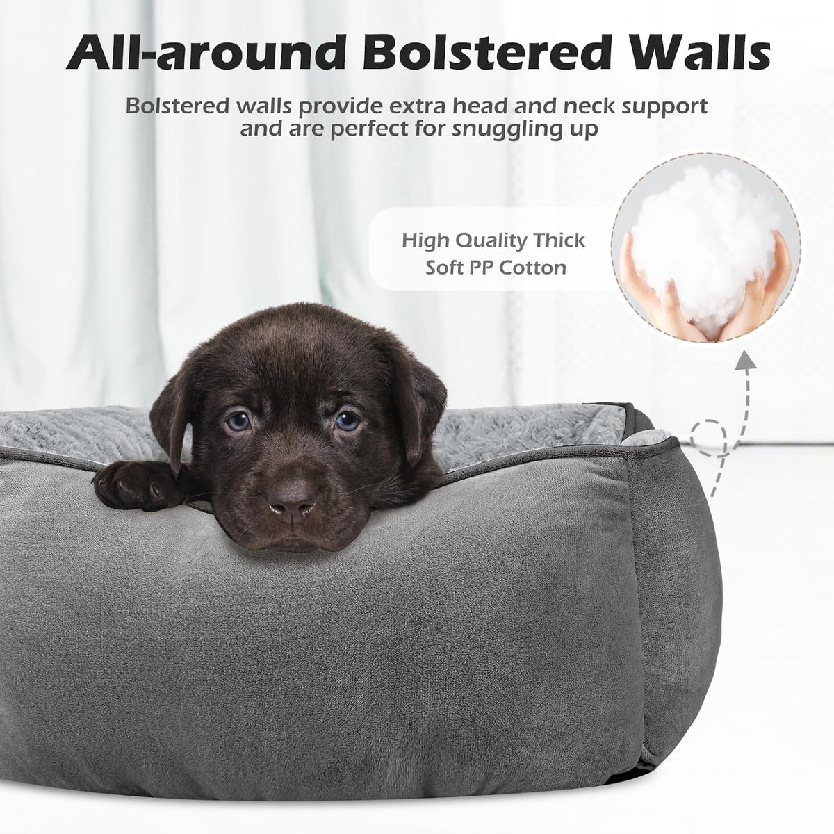 Rectangle Washable Orthopedic Dog Bed for Small, Medium and Large Dogs, Soft Calming, Sleeping Puppy Bed Durable Pet Cuddler with Anti-Slip Bottom, S (20"x19"x6")