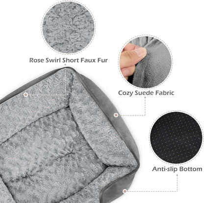 Rectangle Washable Orthopedic Dog Bed for Small, Medium and Large Dogs, Soft Calming, Sleeping Puppy Bed Durable Pet Cuddler with Anti-Slip Bottom, S (20"x19"x6")