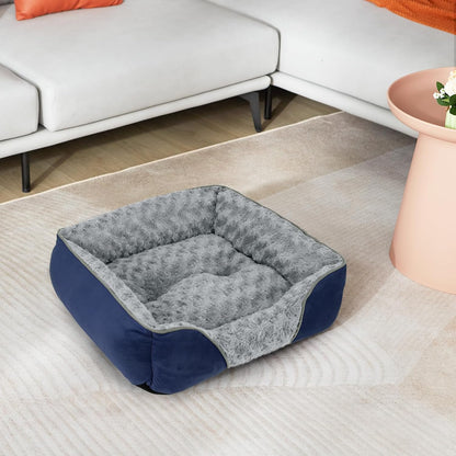 Rectangle Washable Orthopedic Dog Bed for Small, Medium and Large Dogs, Soft Calming, Sleeping Puppy Bed Durable Pet Cuddler with Anti-Slip Bottom, S (20"x19"x6")