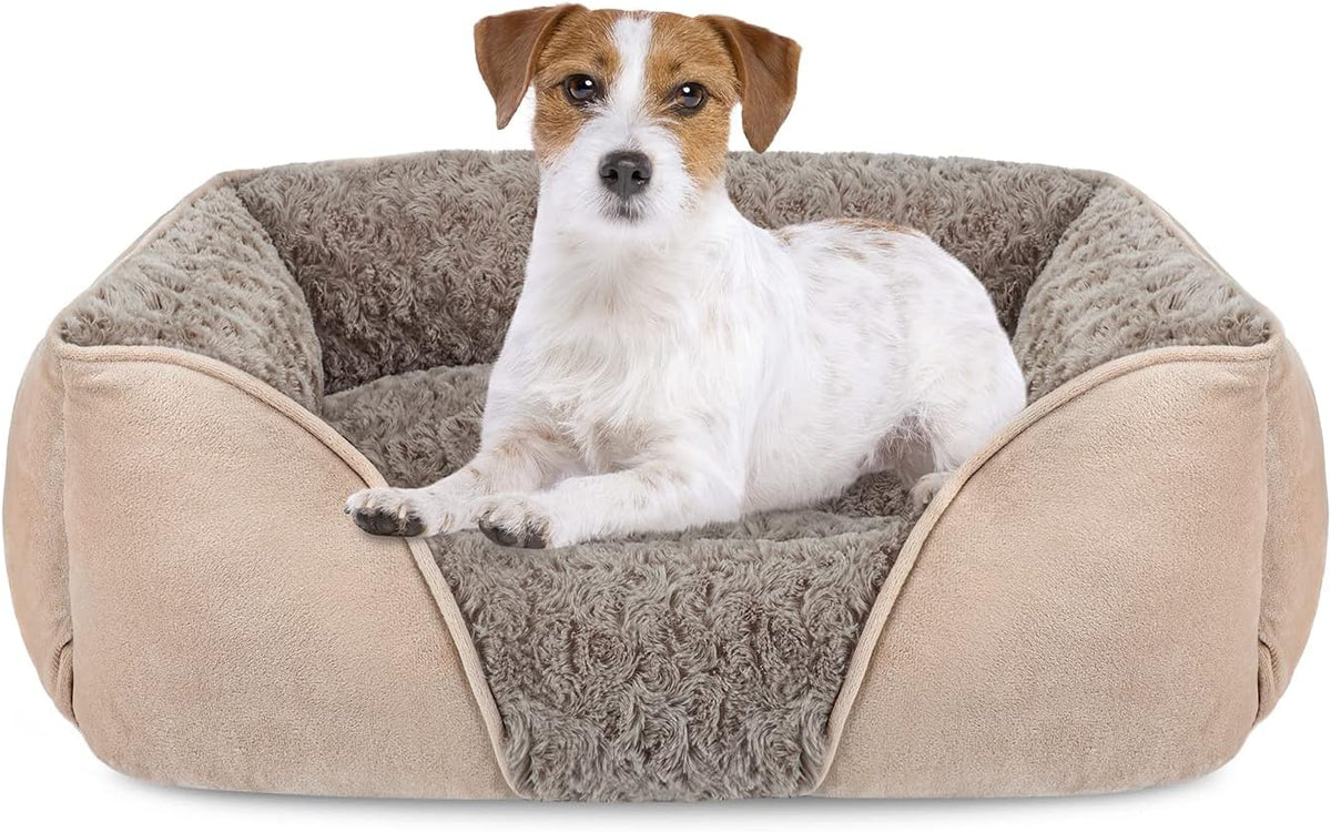 Rectangle Washable Orthopedic Dog Bed for Small, Medium and Large Dogs, Soft Calming, Sleeping Puppy Bed Durable Pet Cuddler with Anti-Slip Bottom, S (20"x19"x6")