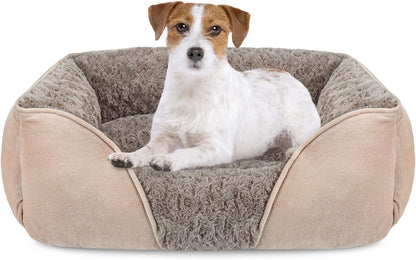 Rectangle Washable Orthopedic Dog Bed for Small, Medium and Large Dogs, Soft Calming, Sleeping Puppy Bed Durable Pet Cuddler with Anti-Slip Bottom, S (20"x19"x6")