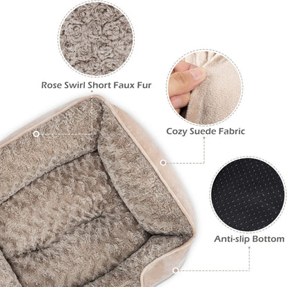 Rectangle Washable Orthopedic Dog Bed for Small, Medium and Large Dogs, Soft Calming, Sleeping Puppy Bed Durable Pet Cuddler with Anti-Slip Bottom, S (20"x19"x6")