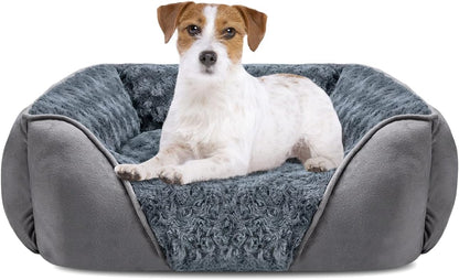 Rectangle Washable Orthopedic Dog Bed for Small, Medium and Large Dogs, Soft Calming, Sleeping Puppy Bed Durable Pet Cuddler with Anti-Slip Bottom, S (20"x19"x6")