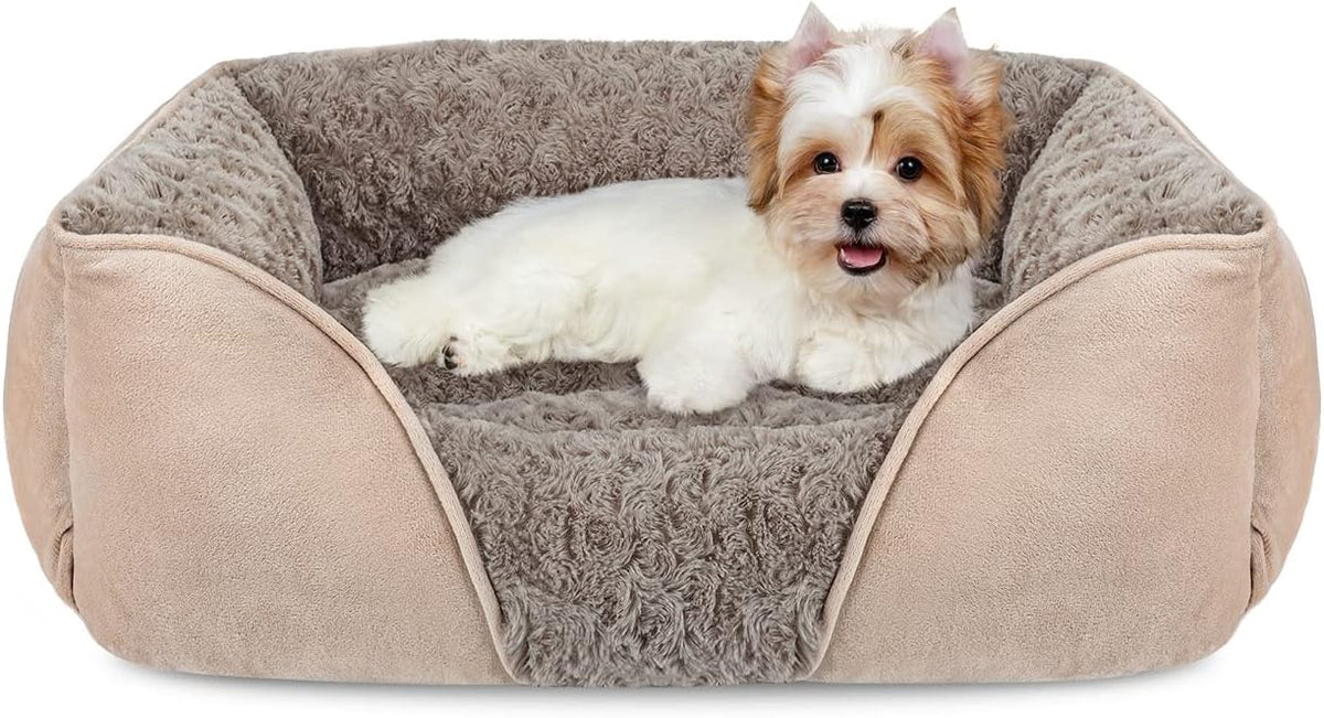 Rectangle Washable Orthopedic Dog Bed for Small, Medium and Large Dogs, Soft Calming, Sleeping Puppy Bed Durable Pet Cuddler with Anti-Slip Bottom, S (20"x19"x6")
