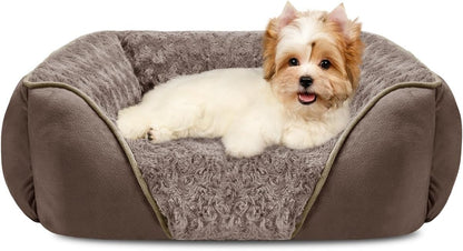 Rectangle Washable Orthopedic Dog Bed for Small, Medium and Large Dogs, Soft Calming, Sleeping Puppy Bed Durable Pet Cuddler with Anti-Slip Bottom, S (20"x19"x6")