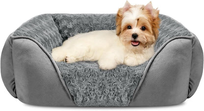 Rectangle Washable Orthopedic Dog Bed for Small, Medium and Large Dogs, Soft Calming, Sleeping Puppy Bed Durable Pet Cuddler with Anti-Slip Bottom, S (20"x19"x6")