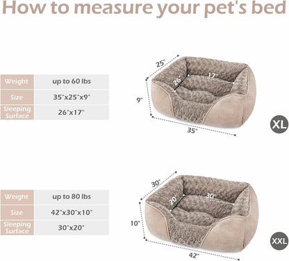 Rectangle Washable Orthopedic Dog Bed for Small, Medium and Large Dogs, Soft Calming, Sleeping Puppy Bed Durable Pet Cuddler with Anti-Slip Bottom, S (20"x19"x6")