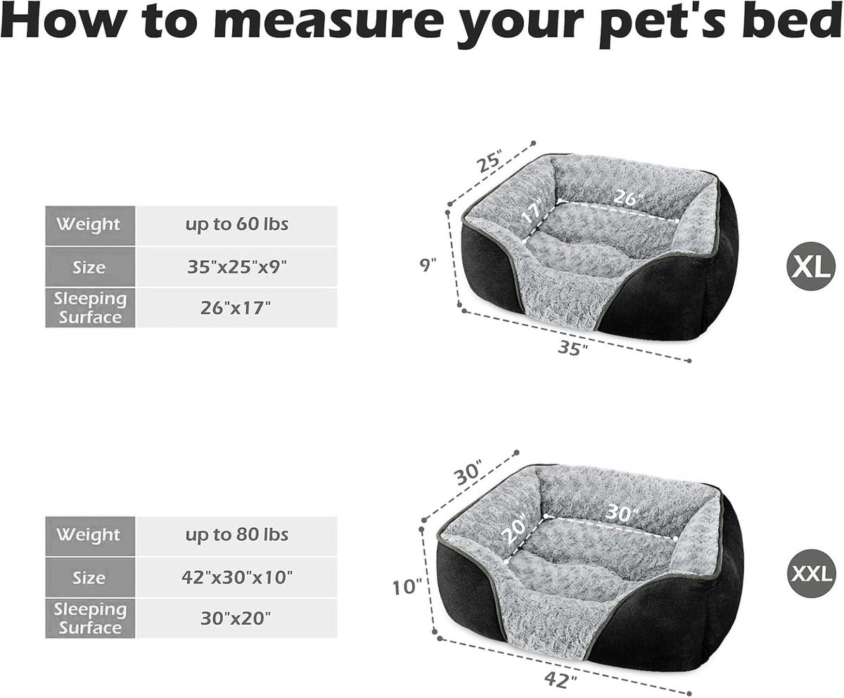 Rectangle Washable Orthopedic Dog Bed for Small, Medium and Large Dogs, Soft Calming, Sleeping Puppy Bed Durable Pet Cuddler with Anti-Slip Bottom, S (20"x19"x6")