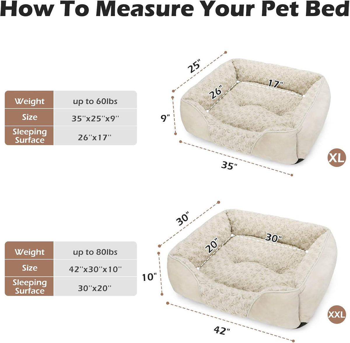 Rectangle Washable Orthopedic Dog Bed for Small, Medium and Large Dogs, Soft Calming, Sleeping Puppy Bed Durable Pet Cuddler with Anti-Slip Bottom, S (20"x19"x6")