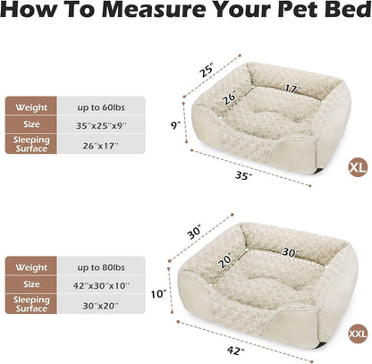 Rectangle Washable Orthopedic Dog Bed for Small, Medium and Large Dogs, Soft Calming, Sleeping Puppy Bed Durable Pet Cuddler with Anti-Slip Bottom, S (20"x19"x6")
