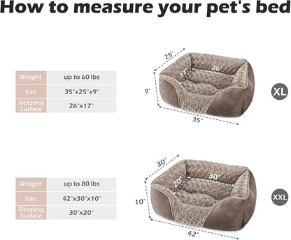 Rectangle Washable Orthopedic Dog Bed for Small, Medium and Large Dogs, Soft Calming, Sleeping Puppy Bed Durable Pet Cuddler with Anti-Slip Bottom, S (20"x19"x6")