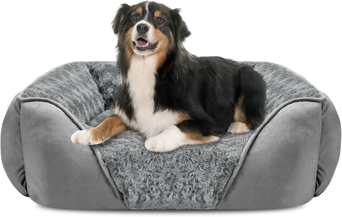 Rectangle Washable Orthopedic Dog Bed for Small, Medium and Large Dogs, Soft Calming, Sleeping Puppy Bed Durable Pet Cuddler with Anti-Slip Bottom, S (20"x19"x6")