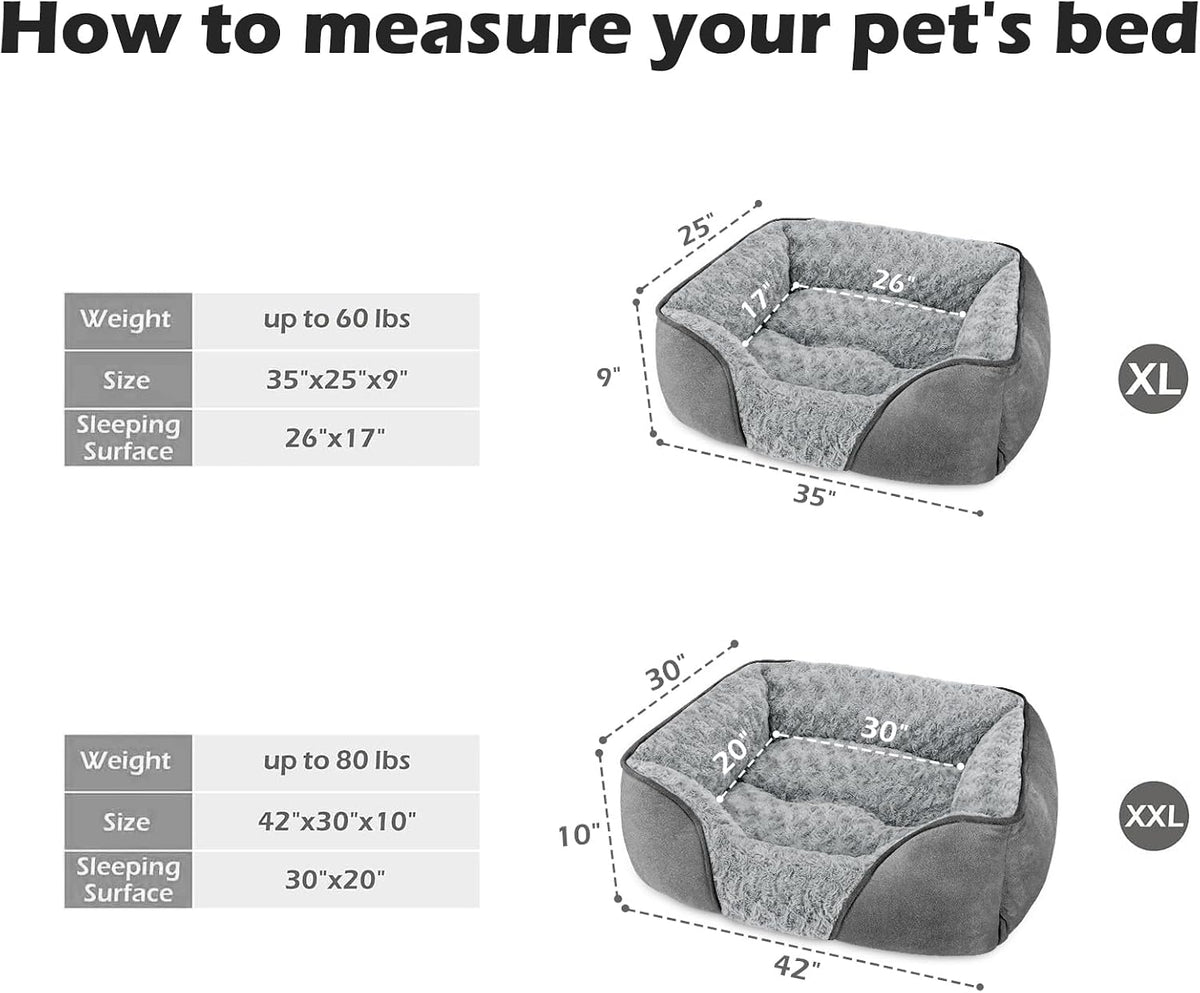 Rectangle Washable Orthopedic Dog Bed for Small, Medium and Large Dogs, Soft Calming, Sleeping Puppy Bed Durable Pet Cuddler with Anti-Slip Bottom, S (20"x19"x6")