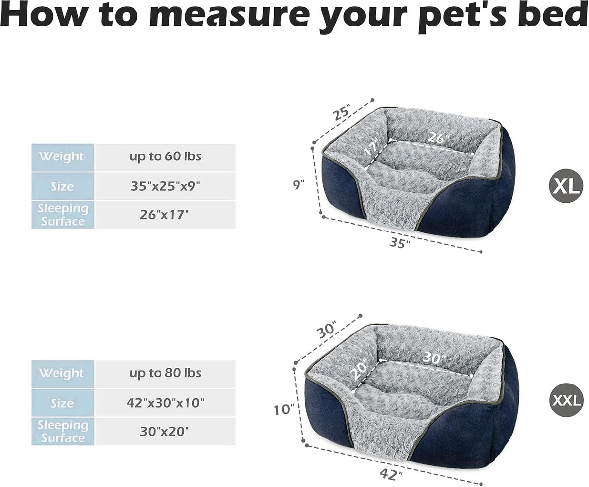 Rectangle Washable Orthopedic Dog Bed for Small, Medium and Large Dogs, Soft Calming, Sleeping Puppy Bed Durable Pet Cuddler with Anti-Slip Bottom, S (20"x19"x6")
