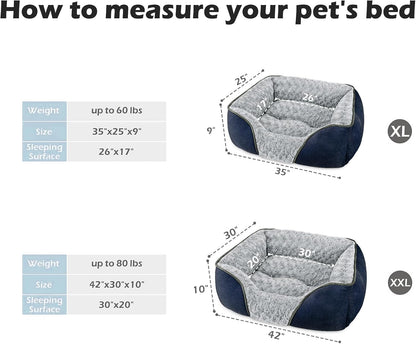 Rectangle Washable Orthopedic Dog Bed for Small, Medium and Large Dogs, Soft Calming, Sleeping Puppy Bed Durable Pet Cuddler with Anti-Slip Bottom, S (20"x19"x6")