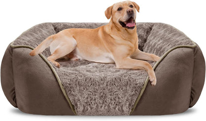 Rectangle Washable Orthopedic Dog Bed for Small, Medium and Large Dogs, Soft Calming, Sleeping Puppy Bed Durable Pet Cuddler with Anti-Slip Bottom, S (20"x19"x6")