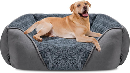 Rectangle Washable Orthopedic Dog Bed for Small, Medium and Large Dogs, Soft Calming, Sleeping Puppy Bed Durable Pet Cuddler with Anti-Slip Bottom, S (20"x19"x6")