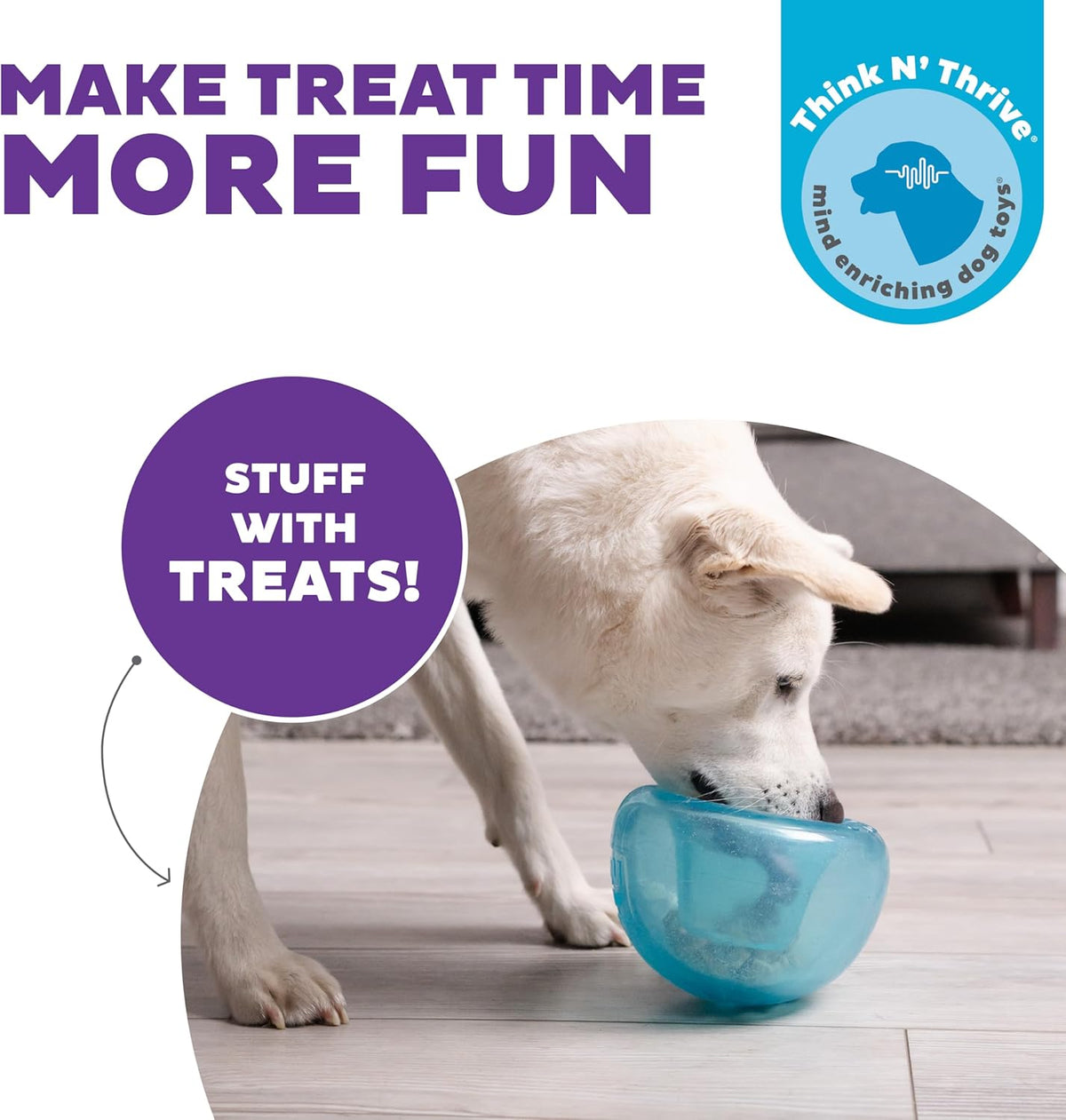 Snoop Interactive Treat Dispensing Dog Toy, Blue, 5" | Rolls & Bounces, Treat Stuffer, Puzzle Ball & Slow Feeder, Enrichment, Mint Scented, Easy Clean, No BPA, Medium to Large Dogs