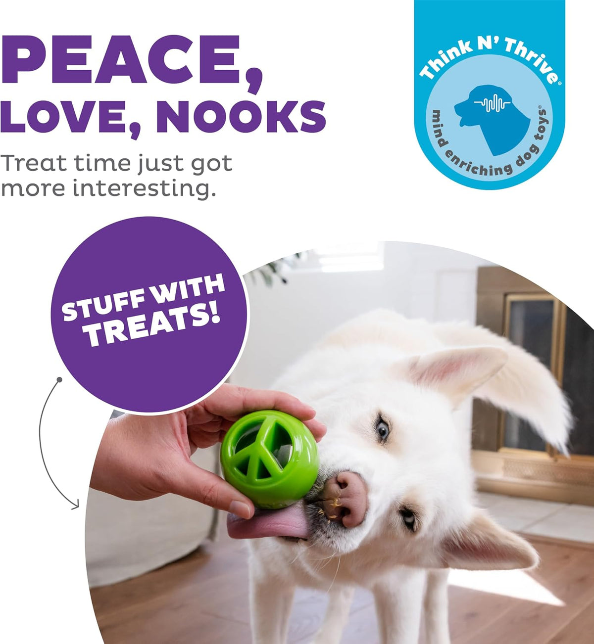 Snoop Interactive Treat Dispensing Dog Toy, Blue, 5" | Rolls & Bounces, Treat Stuffer, Puzzle Ball & Slow Feeder, Enrichment, Mint Scented, Easy Clean, No BPA, Medium to Large Dogs