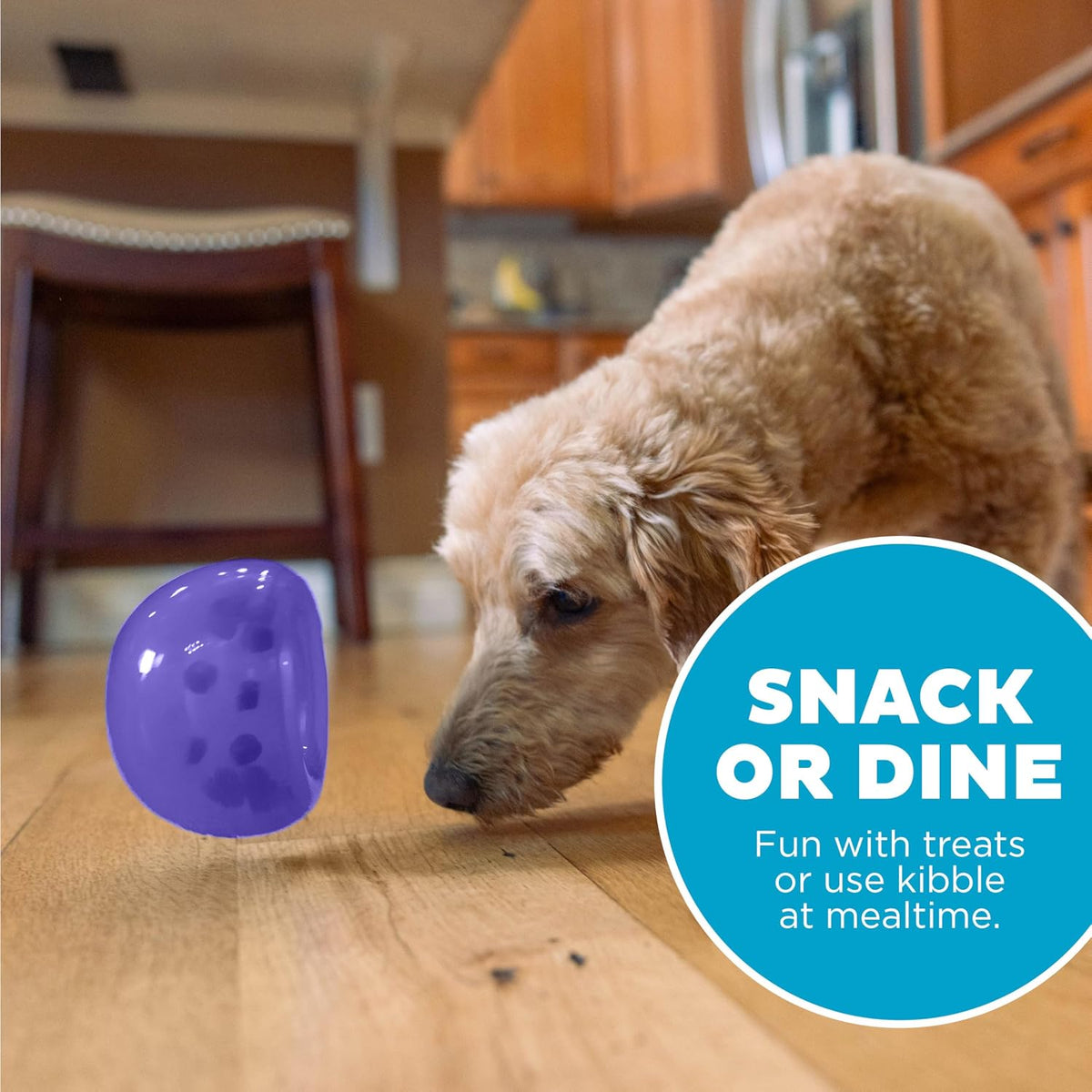 Snoop Interactive Treat Dispensing Dog Toy, Blue, 5" | Rolls & Bounces, Treat Stuffer, Puzzle Ball & Slow Feeder, Enrichment, Mint Scented, Easy Clean, No BPA, Medium to Large Dogs