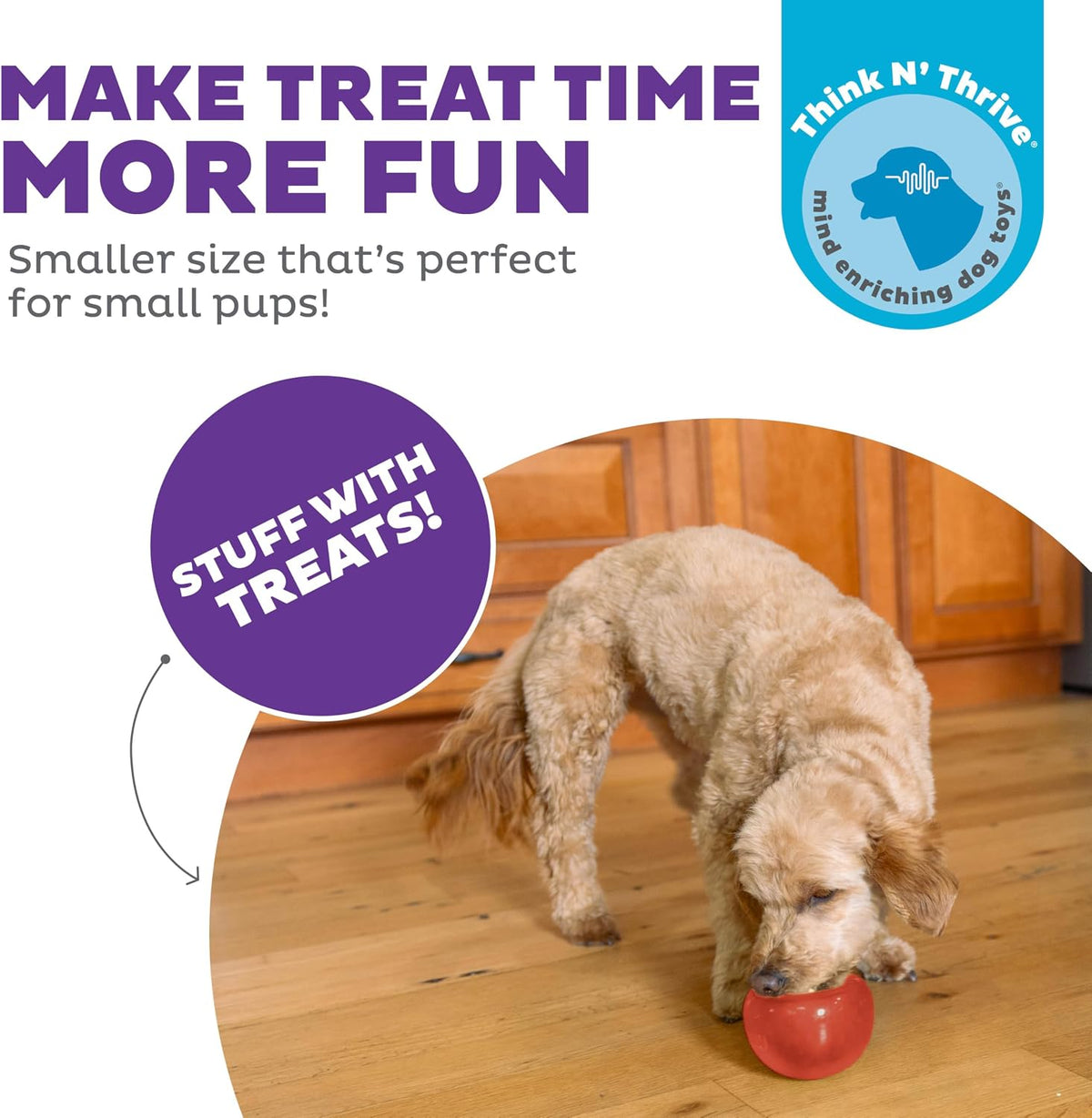 Snoop Interactive Treat Dispensing Dog Toy, Blue, 5" | Rolls & Bounces, Treat Stuffer, Puzzle Ball & Slow Feeder, Enrichment, Mint Scented, Easy Clean, No BPA, Medium to Large Dogs