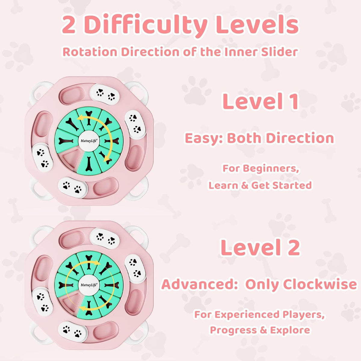 Dog Puzzle Toy for Smart Dogs, Puppy Enrichment Toys (L1, Pink)