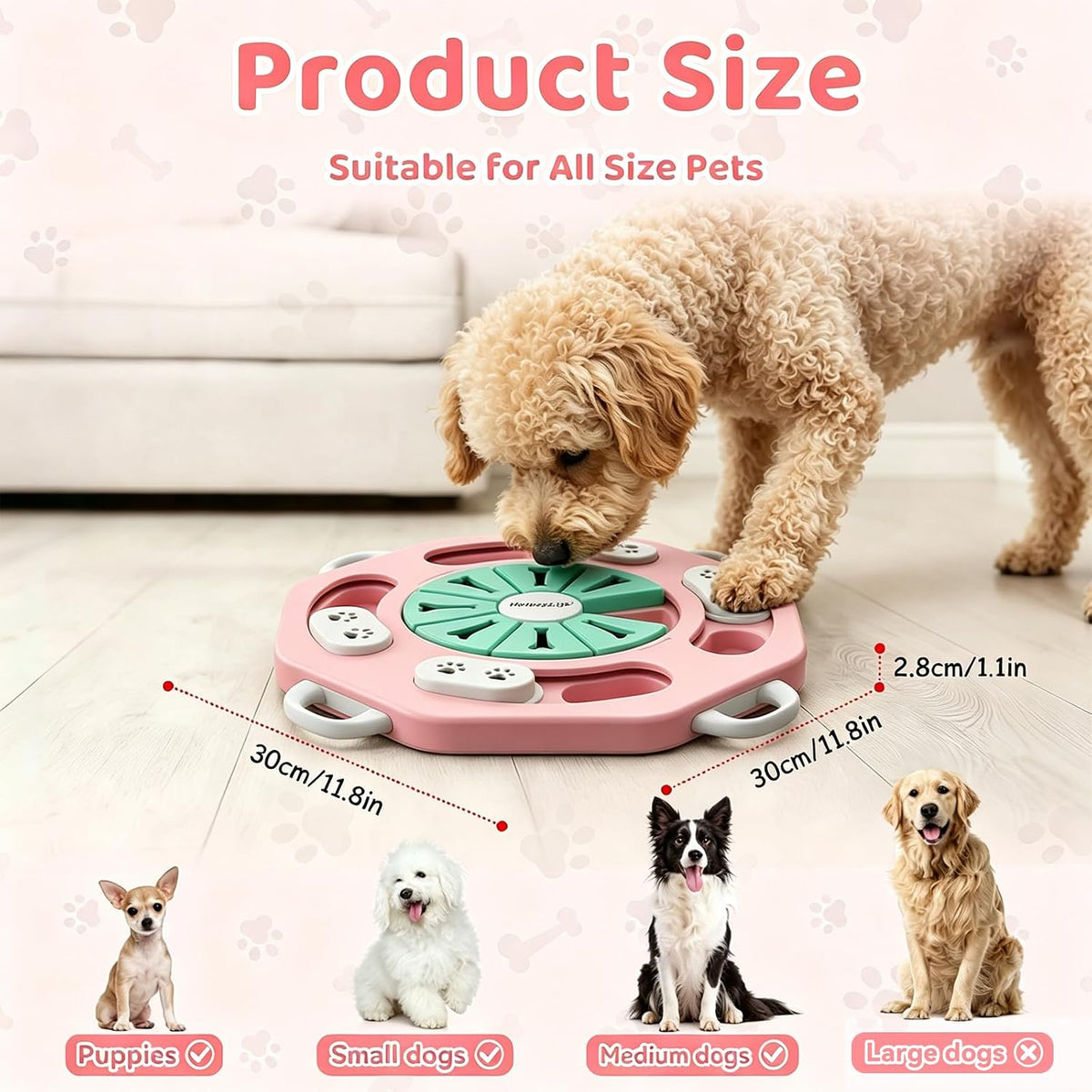 Dog Puzzle Toy for Smart Dogs, Puppy Enrichment Toys (L1, Pink)