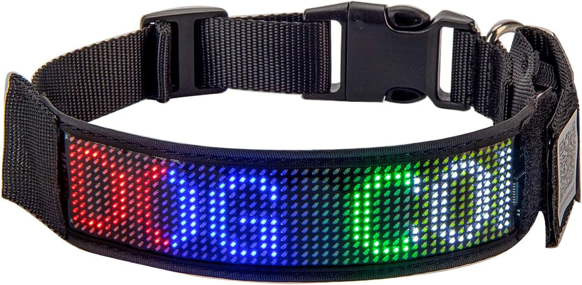 Programmable LED Collar Flashing Light Up Rechargeable Pet Dog Safety Collar Glow in The Dark Light-up Neck Loop - Mixcolor LED