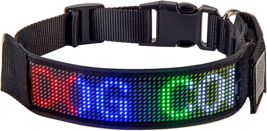 Programmable LED Collar Flashing Light Up Rechargeable Pet Dog Safety Collar Glow in The Dark Light-up Neck Loop - Mixcolor LED